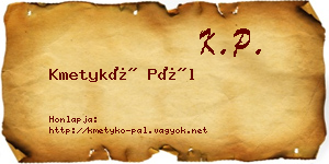 Kmetykó Pál névjegykártya